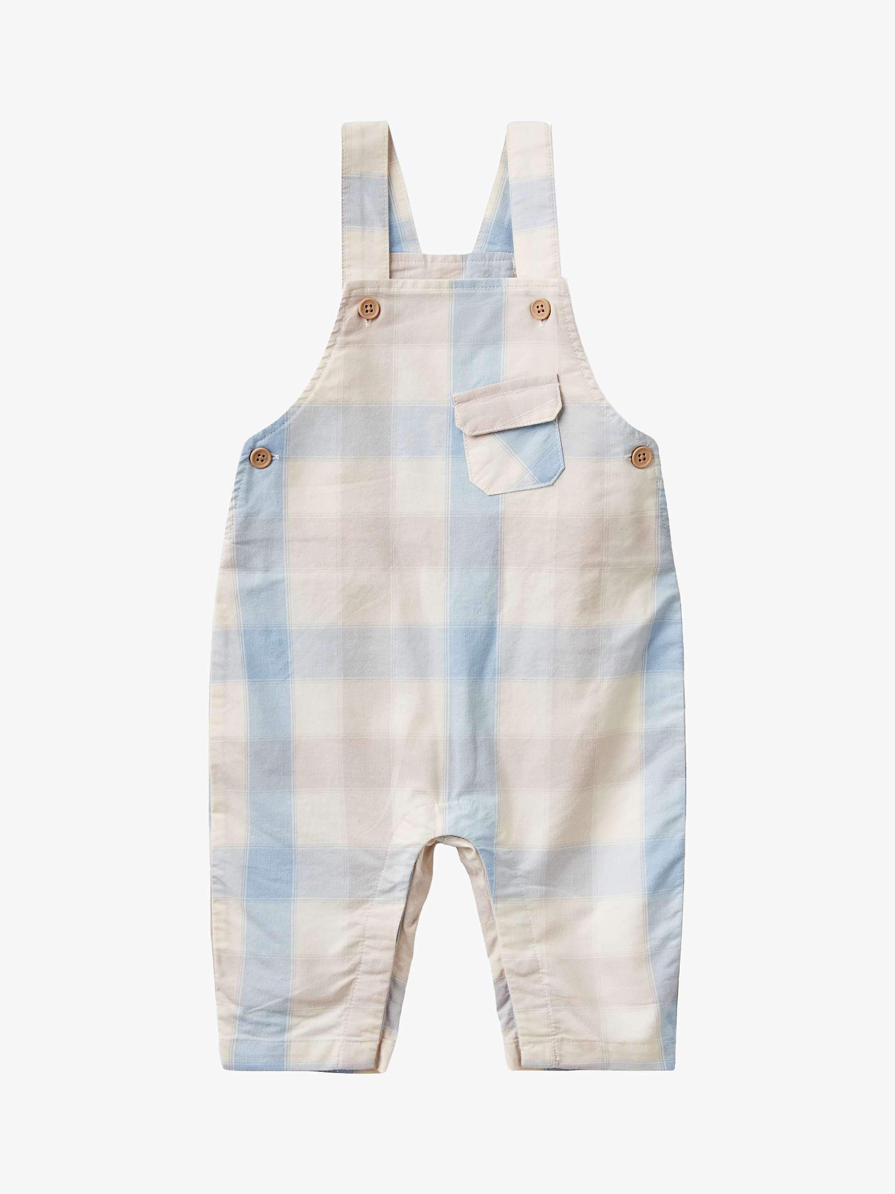 Buy Benetton Baby Check Bunny Motif Dungarees, White Cream Online at johnlewis.com