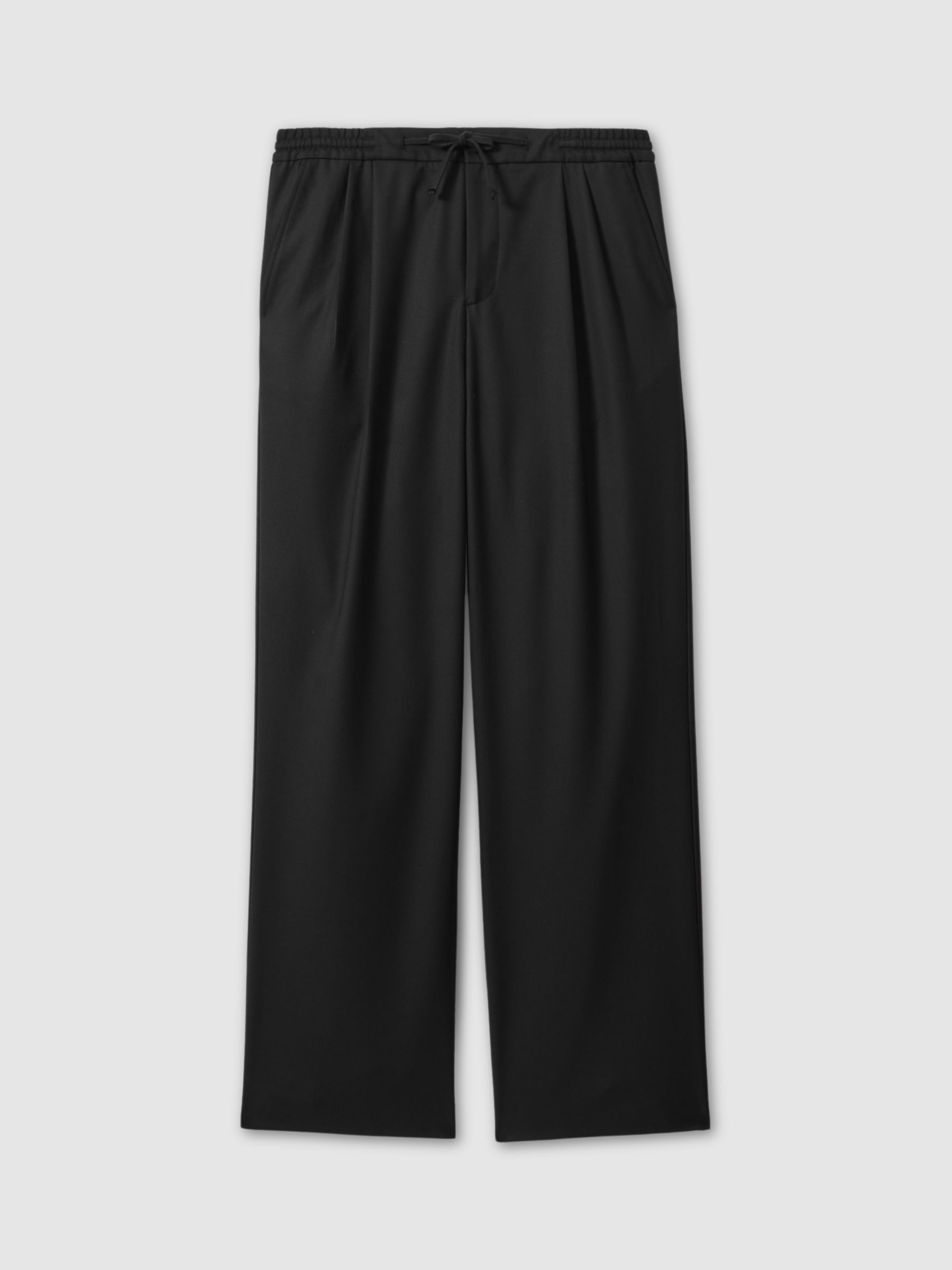 Reiss Arden Relaxed Twill Drawstring Trousers, Black, 34R