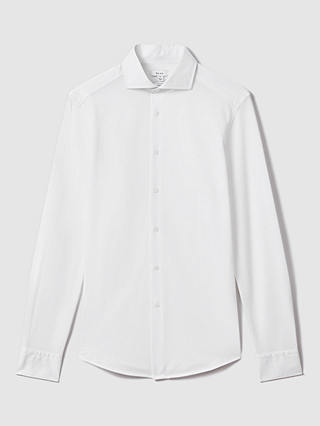 Reiss Nate Slim Fit Cutaway Collar Jersey Shirt, White