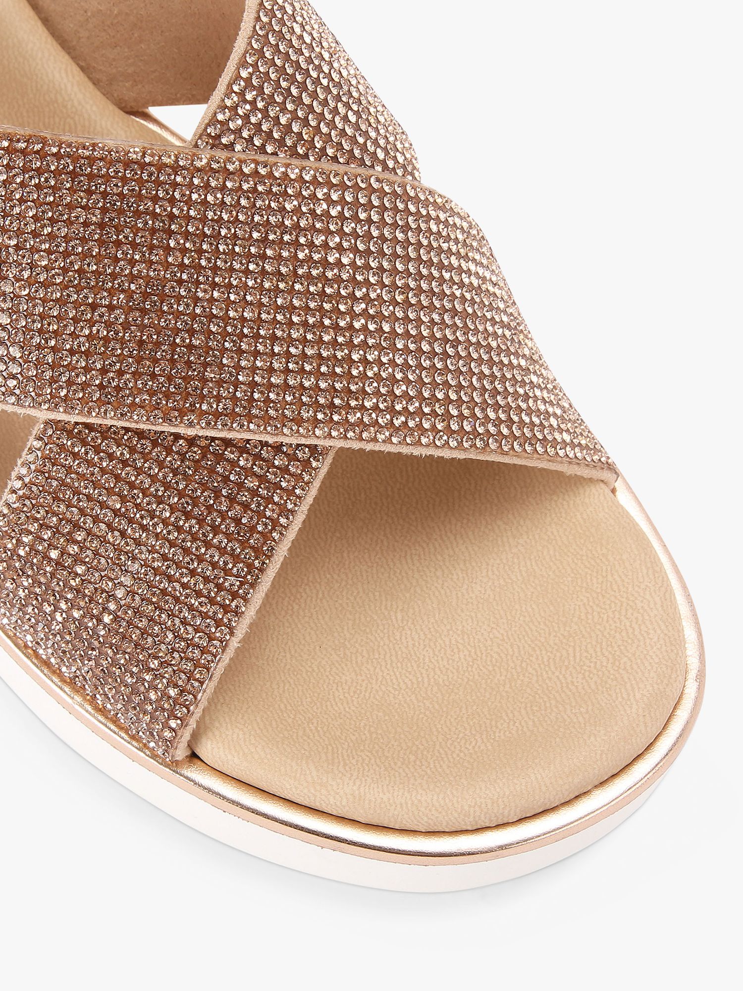 Carvela Glamour Diamante Cross Strap Sandals, Gold, 3