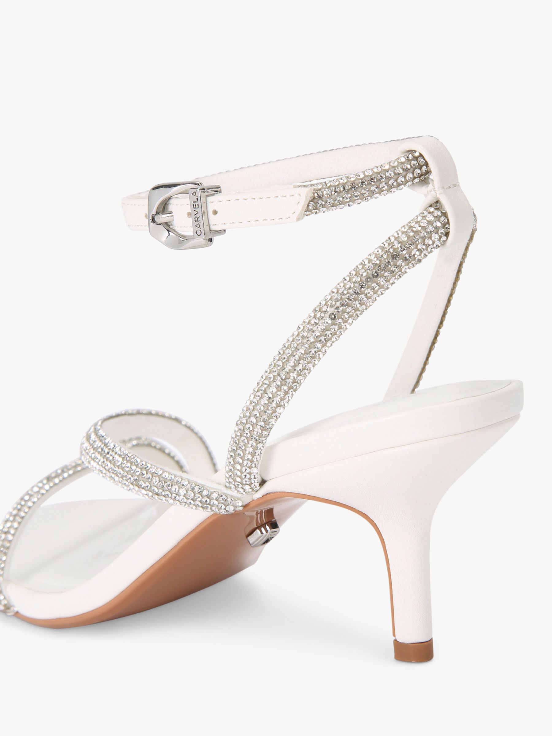 Carvela Paparazzi Diamante Kitten Heel Sandals, White at John Lewis ...