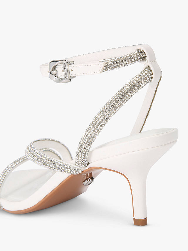 Carvela Paparazzi Diamante Kitten Heel Sandals, White