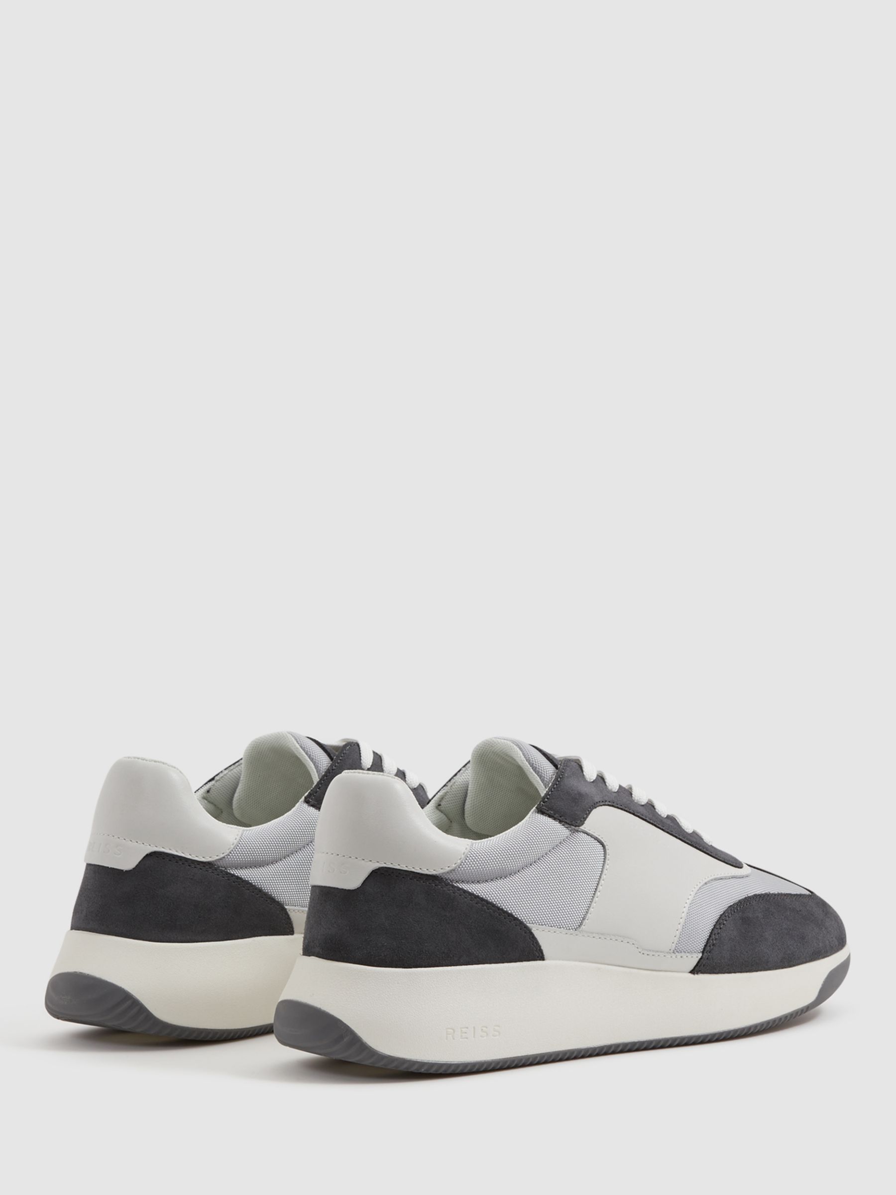 Reiss Emmett Lightweight Colour Block Trainers, Grey/Multi at John ...