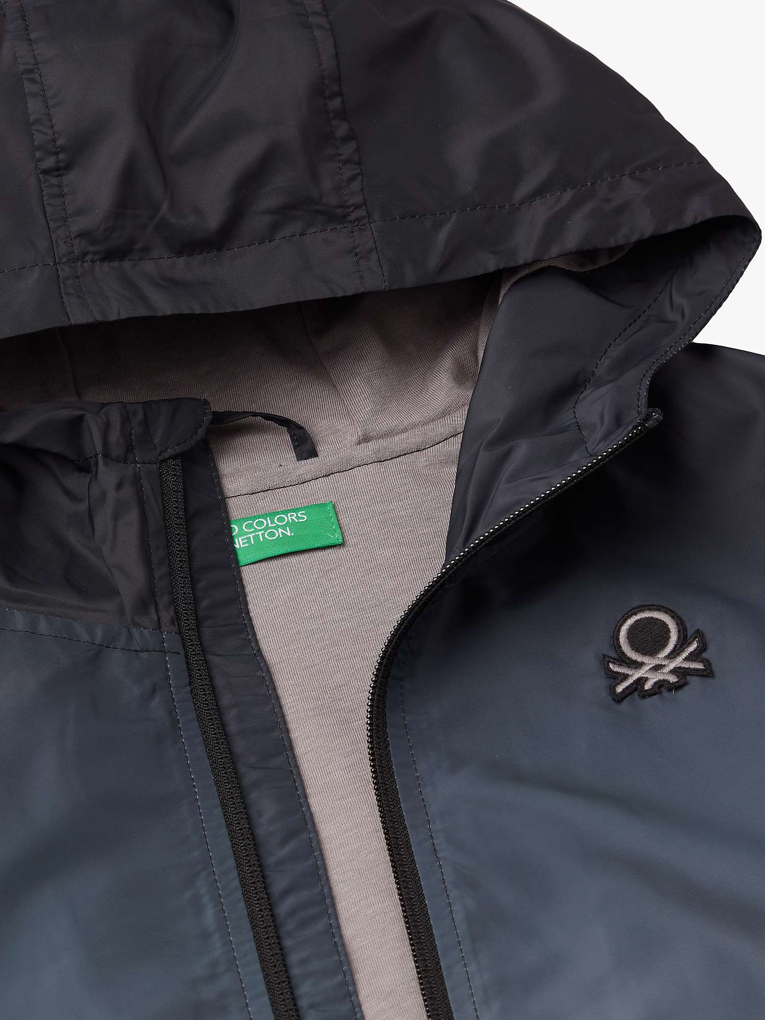 Buy Benetton Kids' Rain Defender Hooded Sports Jacket, Black Online at johnlewis.com