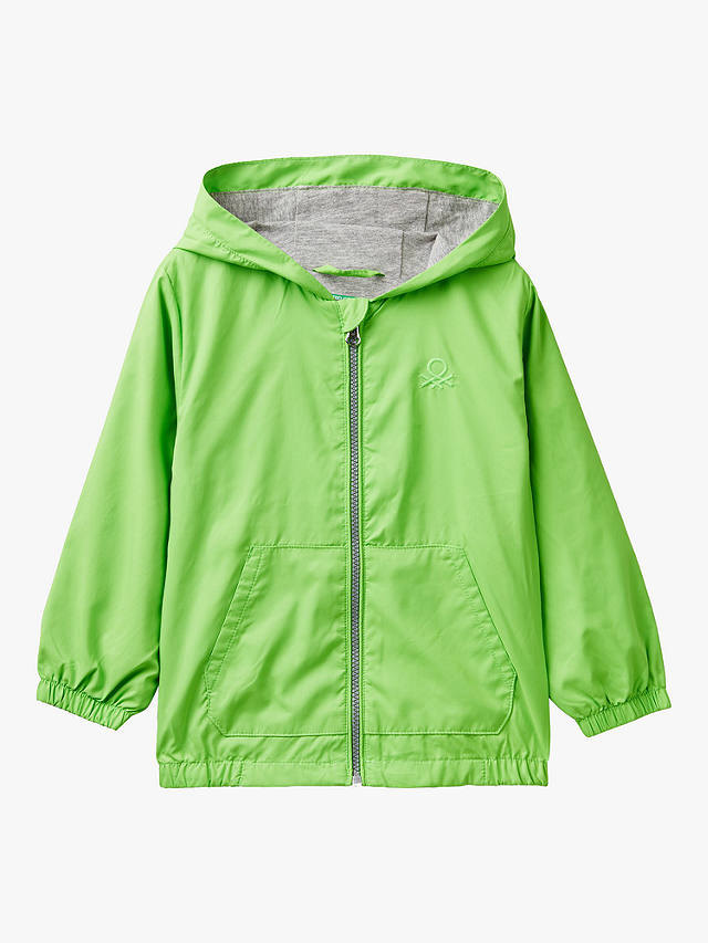 Benetton Kids' Lightweight Hooded Rain Jacket, Acid Green