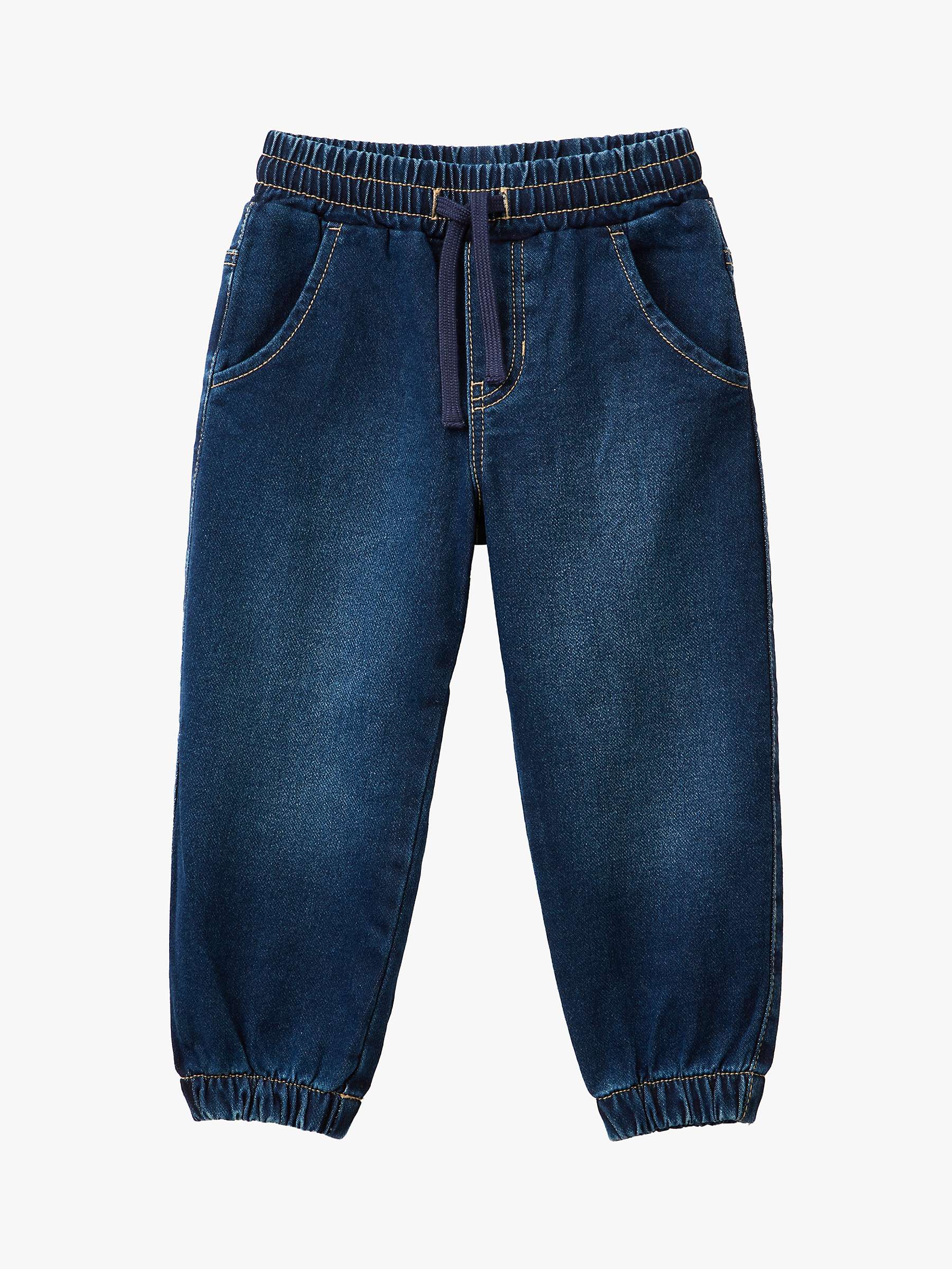 Buy Benetton Kids' Comfort Fit Drawstring Denim Trousers, Blue Online at johnlewis.com