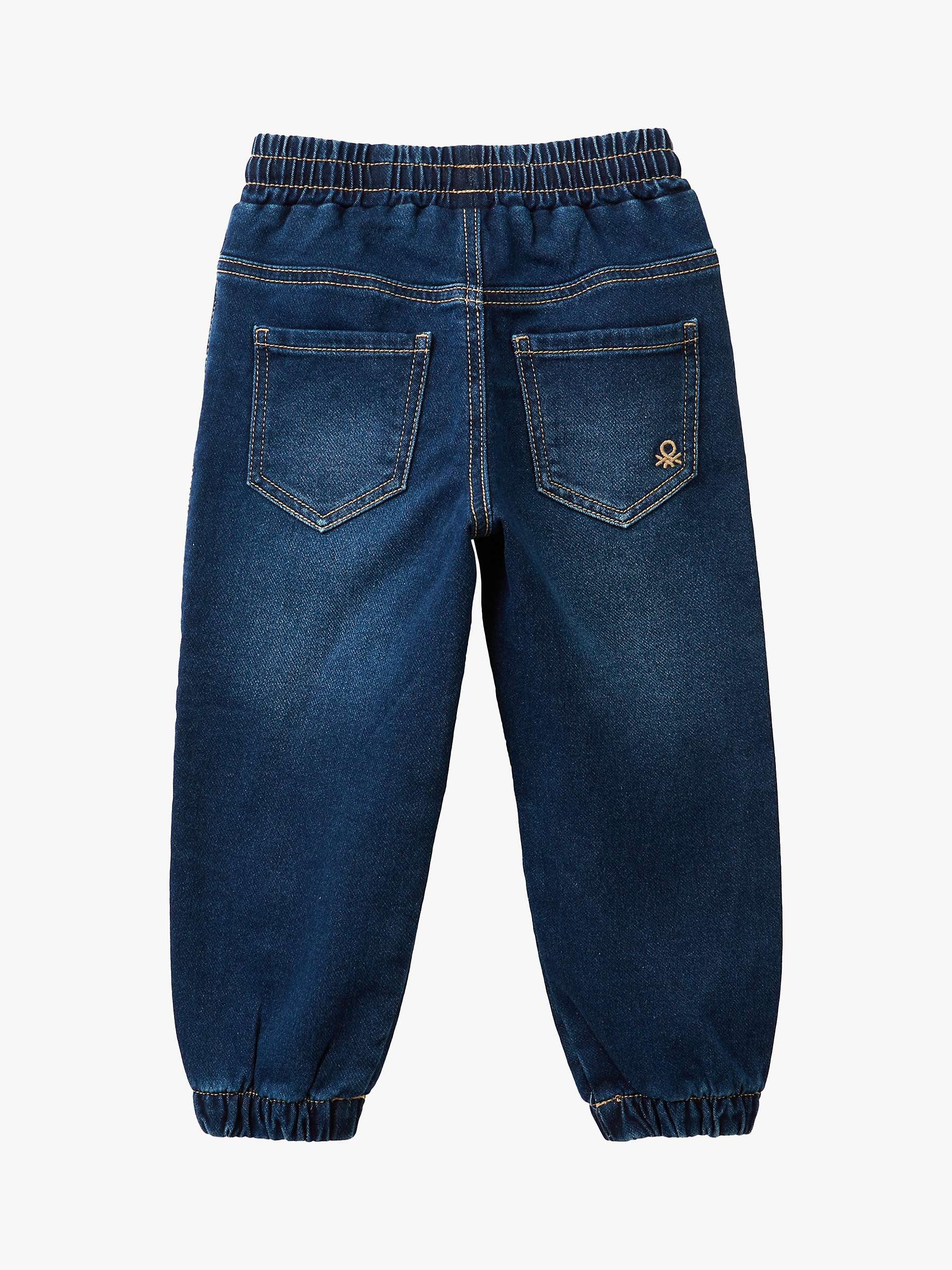 Buy Benetton Kids' Comfort Fit Drawstring Denim Trousers, Blue Online at johnlewis.com