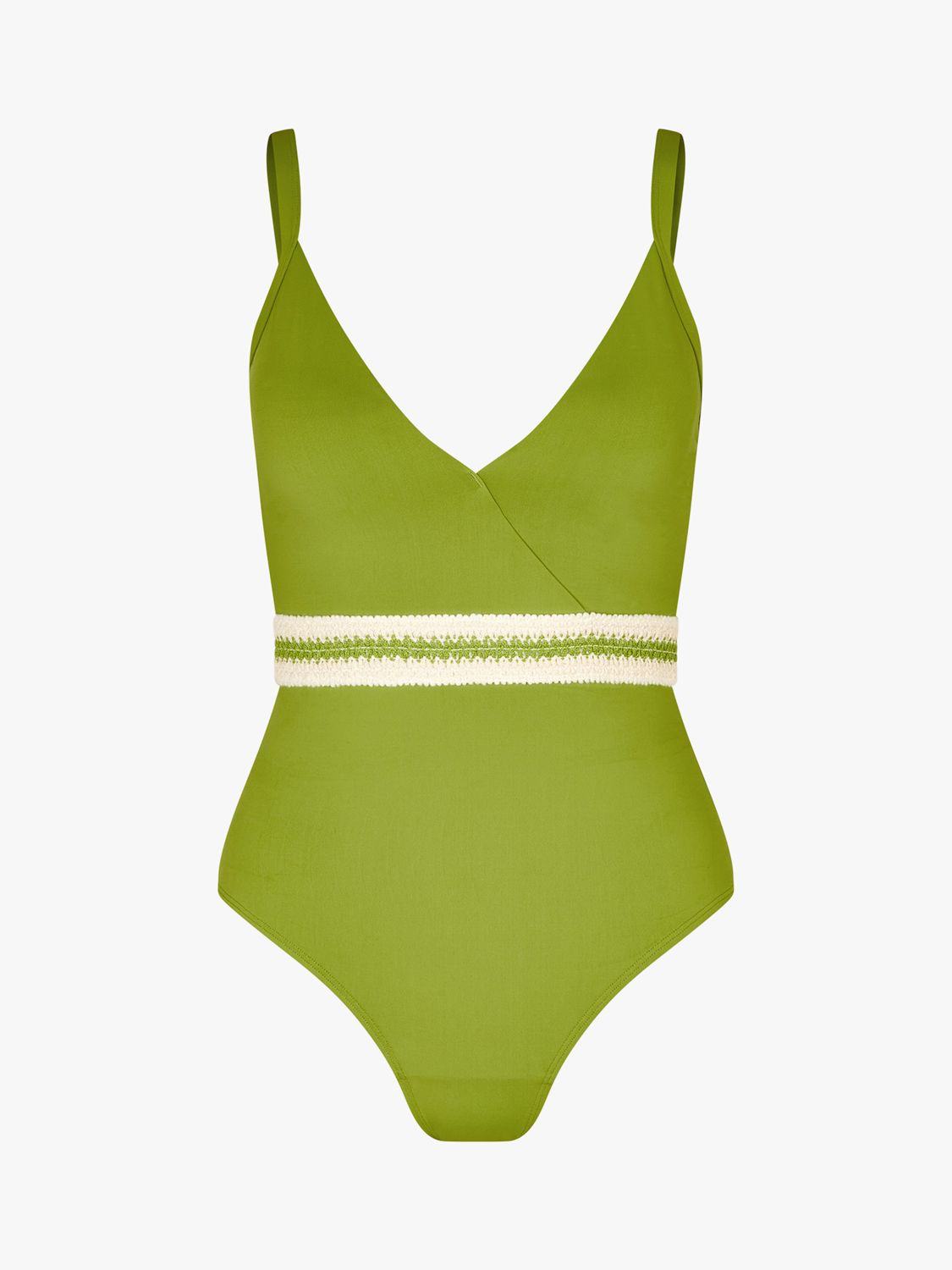 Accessorize Embroidered Waist Swimsuit, Olive Green, 6