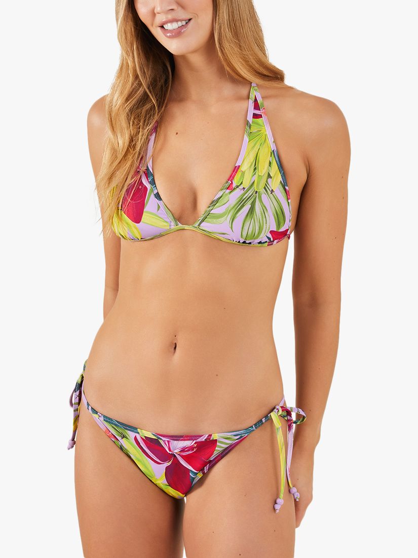 Accessorize Banana Print Reversible Triangle Bikini Top, Lilac/Multi, 12