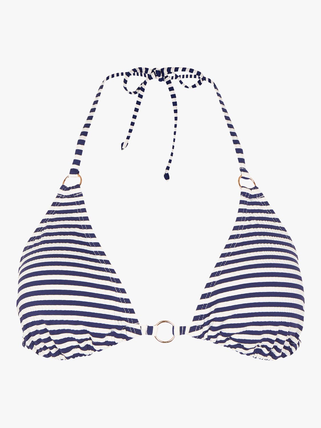 Accessorize Striped Triangle Bikini Top, Blue/White, 6