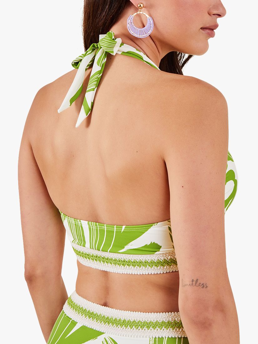 Accessorize Squiggle Halterneck Bikini Top, Green, 8