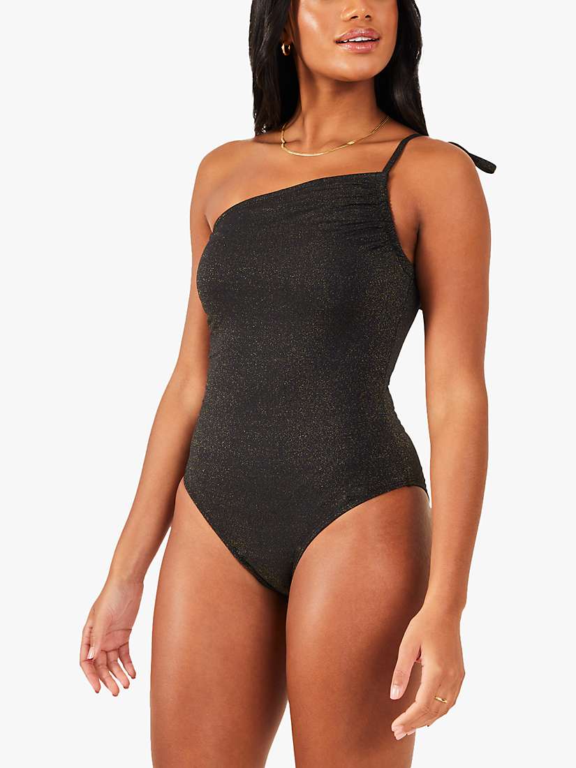 Buy Accessorize One Shoulder Shimmer Swimsuit, Black Online at johnlewis.com