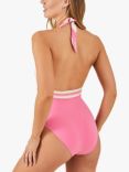 Accessorize Plunge Halterneck Swimsuit, Pink
