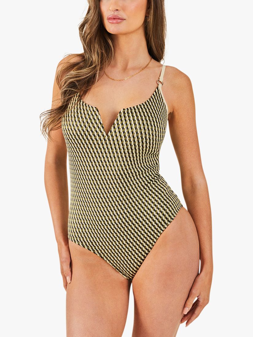 Accessorize Textured Jacquard Swimsuit, Multi, 12