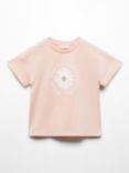 Mango Kids' Daisy Embroidered T-Shirt, Pink