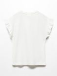 Mango Kids' Floral Embossed Stitch T-Shirt, Natural White