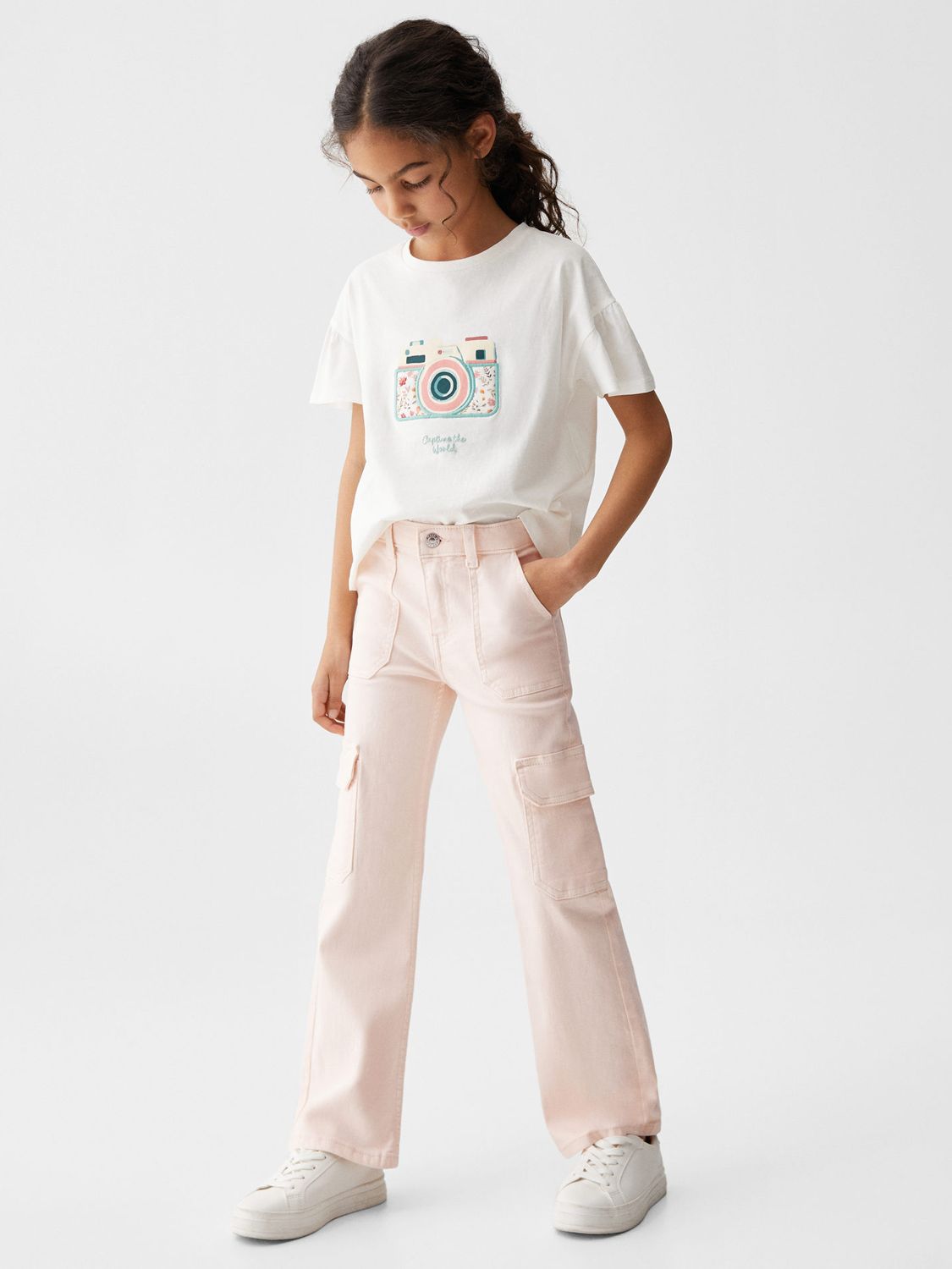 Mango Kids' Capture Embroidered T-Shirt, Natural White, 11-12 years