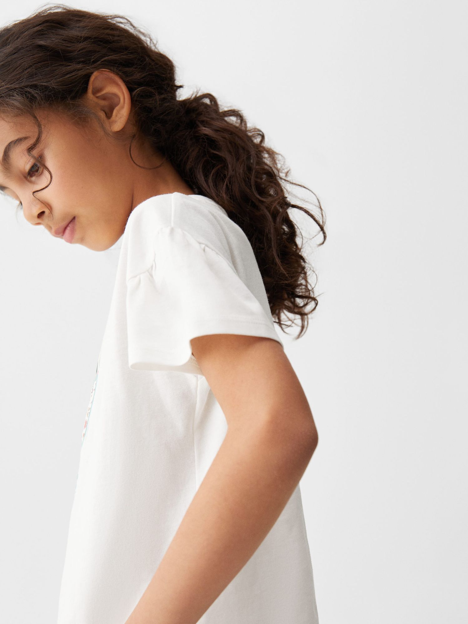 Mango Kids' Capture Embroidered T-Shirt, Natural White, 11-12 years