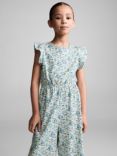 Mango Kids' Sisi Floral Print Cut Out Jumpsuit, Multi