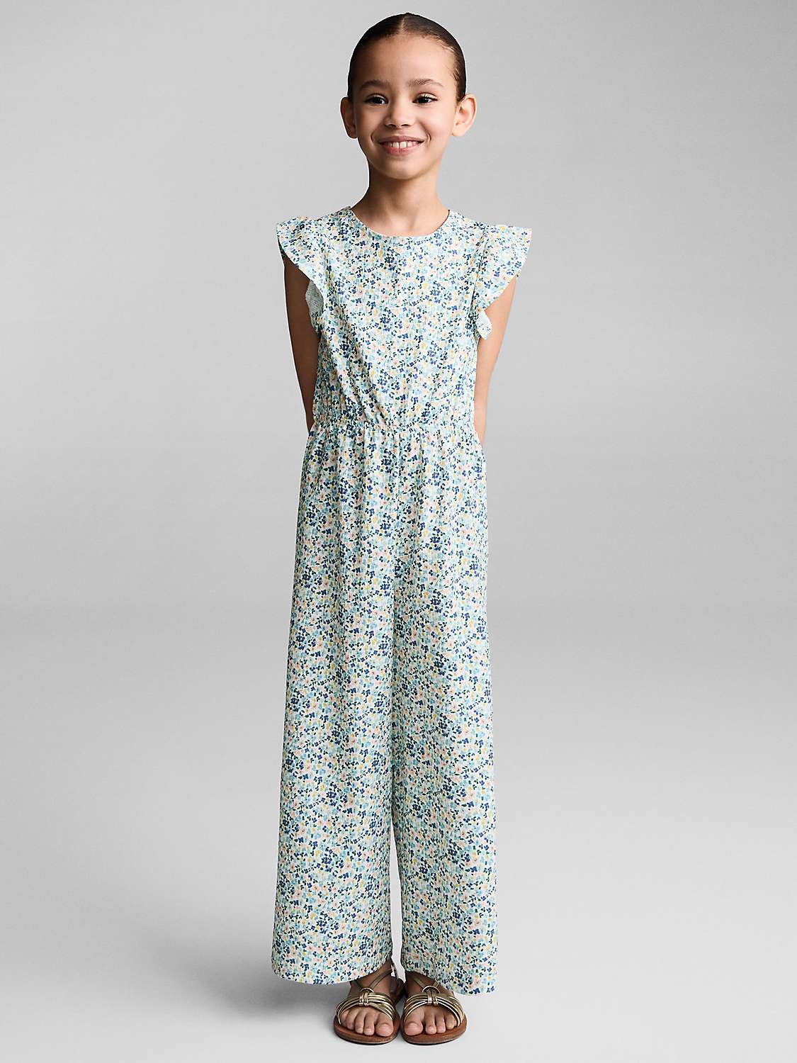 Buy Mango Kids' Sisi Floral Print Cut Out Jumpsuit, Multi Online at johnlewis.com