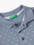 Benetton Kids' Micro Piquet Short Sleeve Polo Shirt, Grey