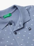 Benetton Kids' Spot Print Short Sleeve Polo Shirt, Blue