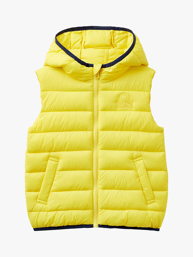 Benetton Kids' Sleeveless Hooded Puffer Jacket, Yellow