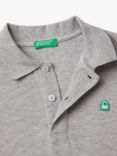 Benetton Kids' Cotton Short Sleeve Polo Shirt, Medium Melange Grey