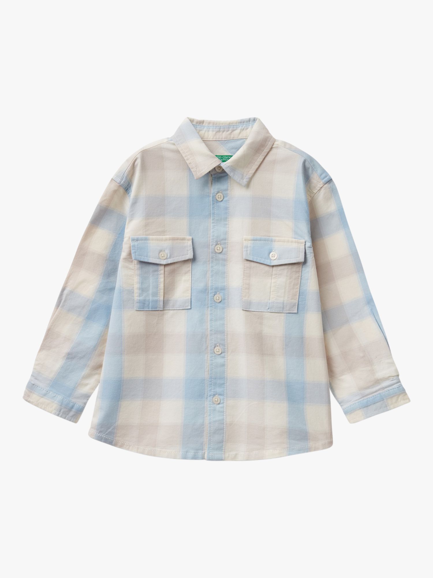 Benetton Kids' Checked Casual Long Sleeve Shirt, Blue/Multi, 2-3 years