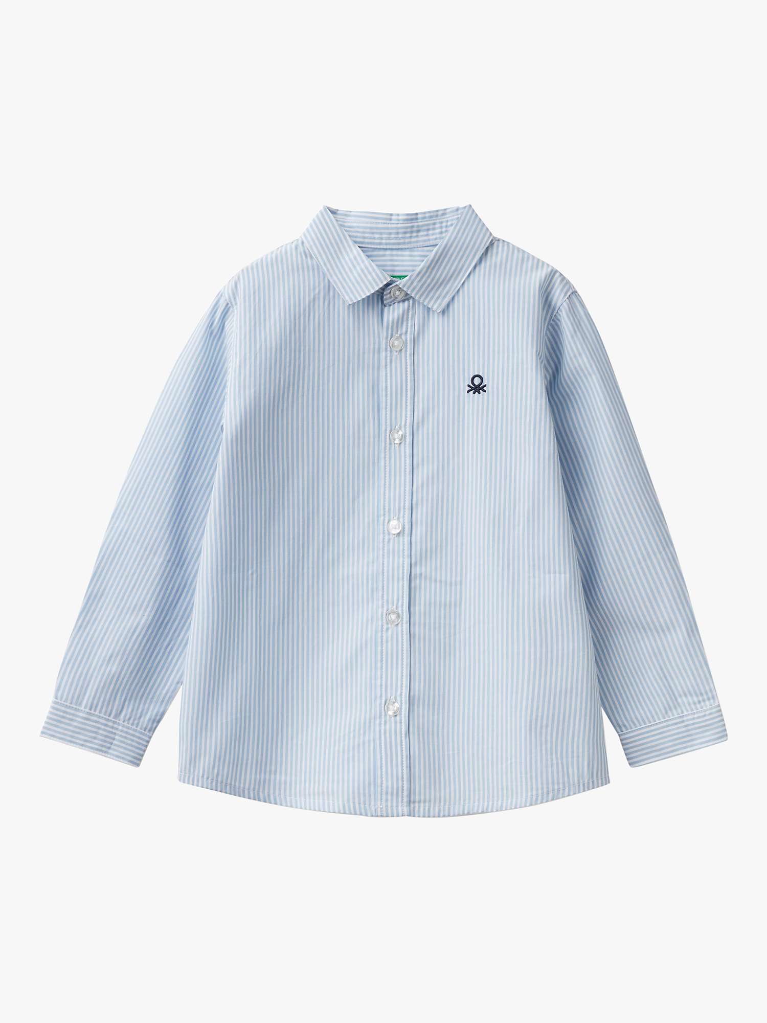 Buy Benetton Kids' Cotton Stripe Long Sleeve Shirt, Blue/Multi Online at johnlewis.com