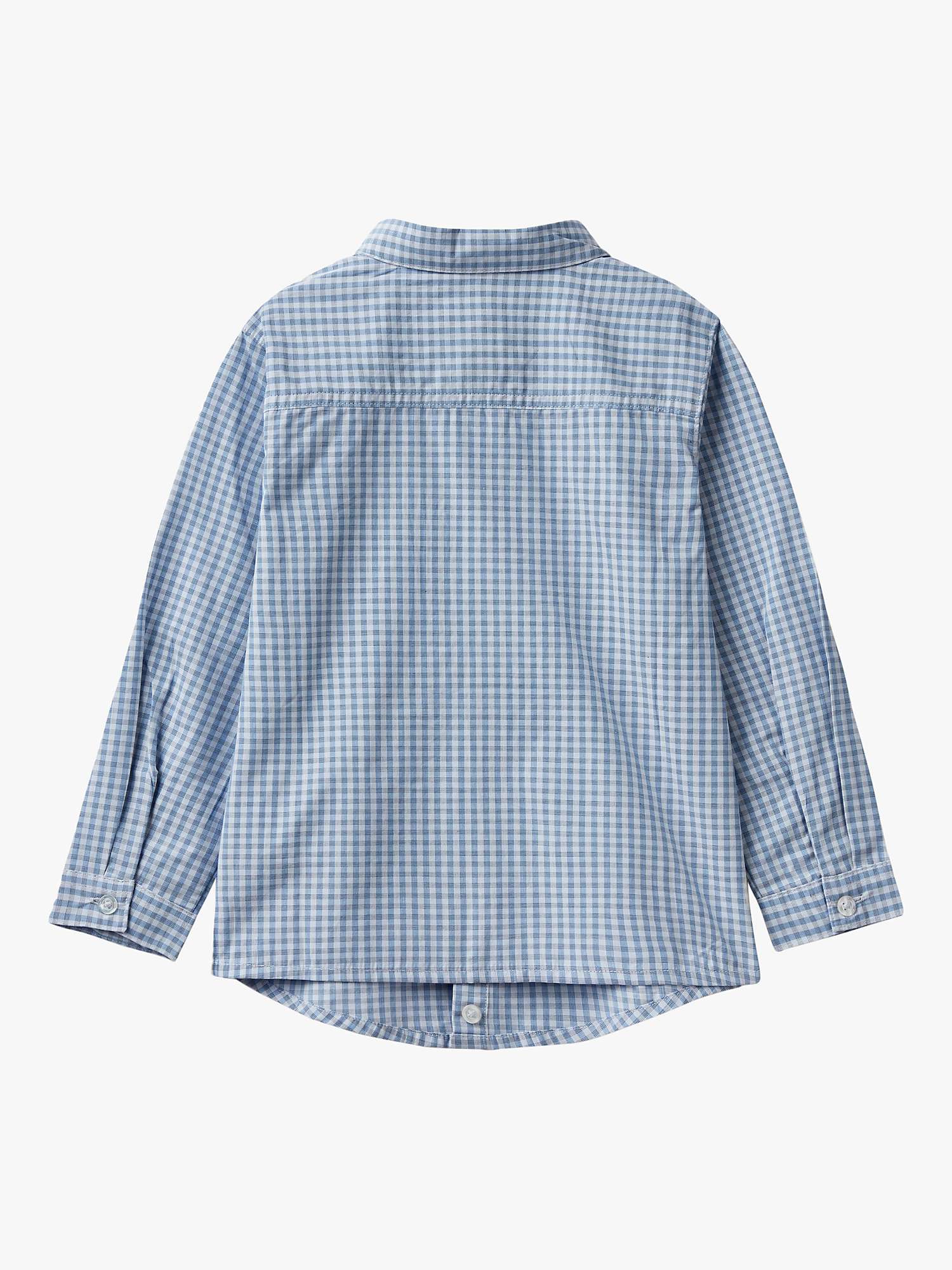 Buy Benetton Kids' Cotton Check Long Sleeve Shirt, Blue Online at johnlewis.com