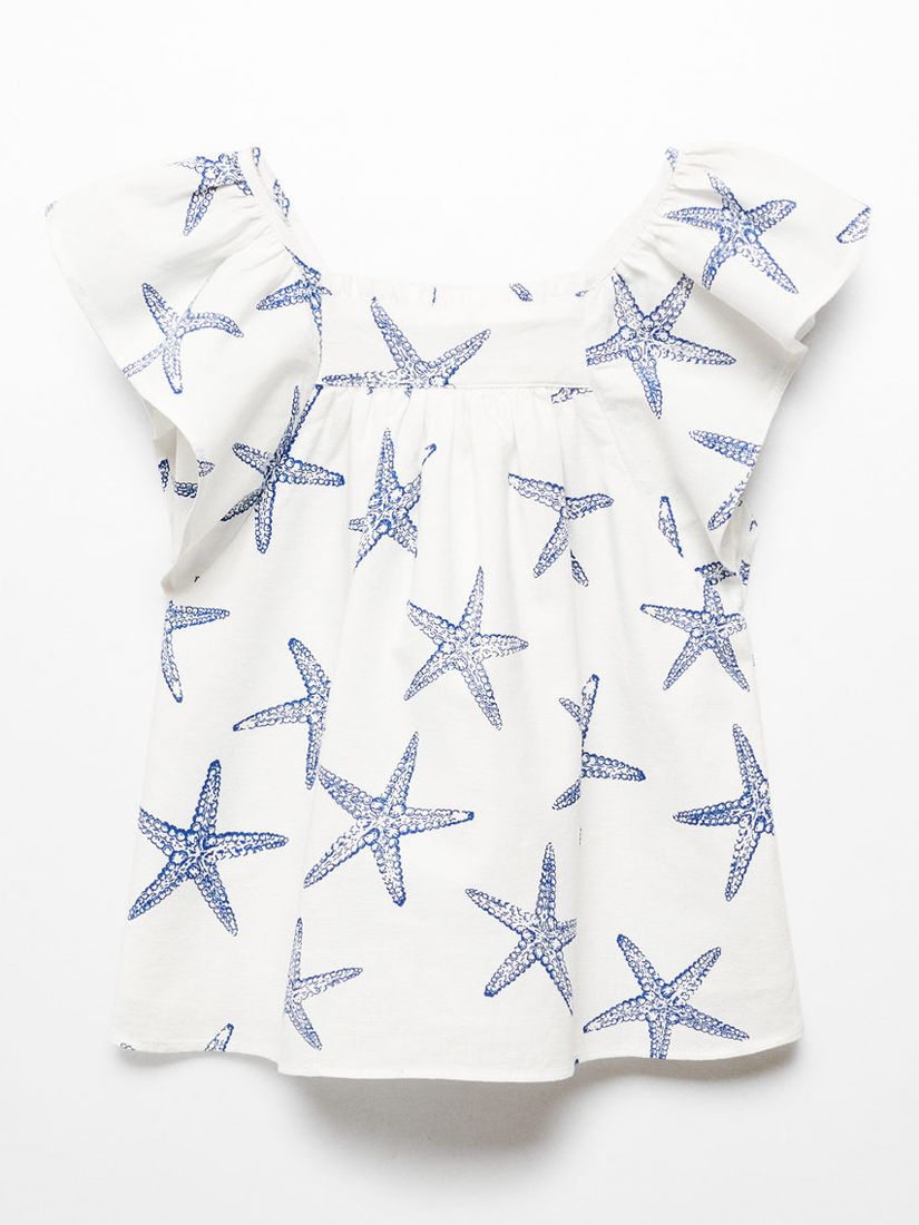Mango Baby Starfish Print Dress, Natural White, 18-24 months