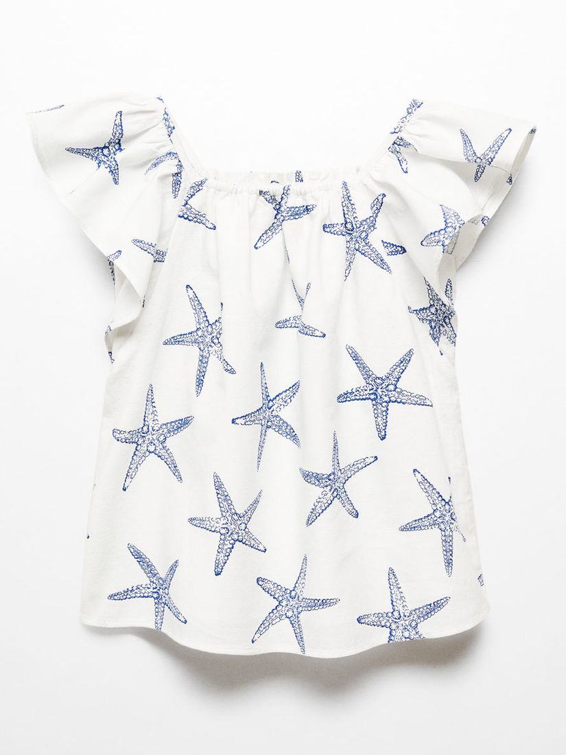 Mango Baby Starfish Print Dress, Natural White, 18-24 months