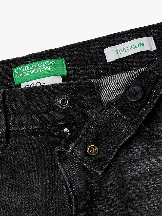 Benetton Kids' Five Pocket Style Elvis Slim Jeans, Black