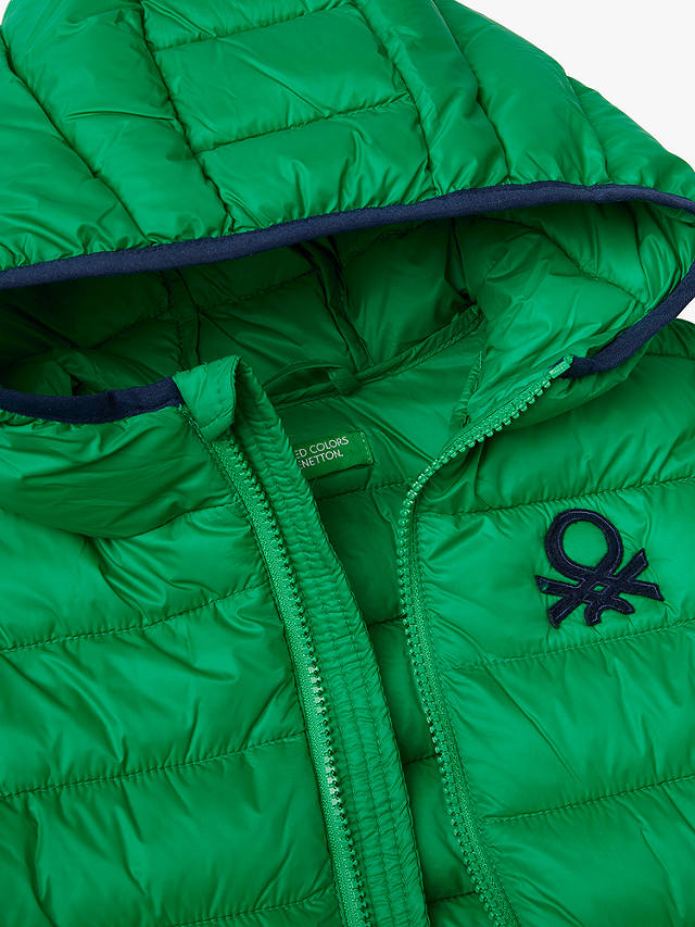 Benetton Kids' Hooded Puffer Jacket, Intense Green