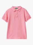 Benetton Kids' Cotton Short Sleeve Polo Shirt, Pink