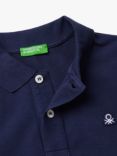 Benetton Kids' Cotton Short Sleeve Polo Shirt, Night Blue