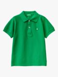 Benetton Kids' Cotton Short Sleeve Polo Shirt, Intense Green