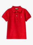 Benetton Kids' Cotton Short Sleeve Polo Shirt, Dark Red