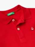 Benetton Kids' Cotton Short Sleeve Polo Shirt, Dark Red