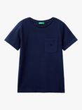 Benetton Kids' Short Sleeve Cotton T-Shirt, Night Blue