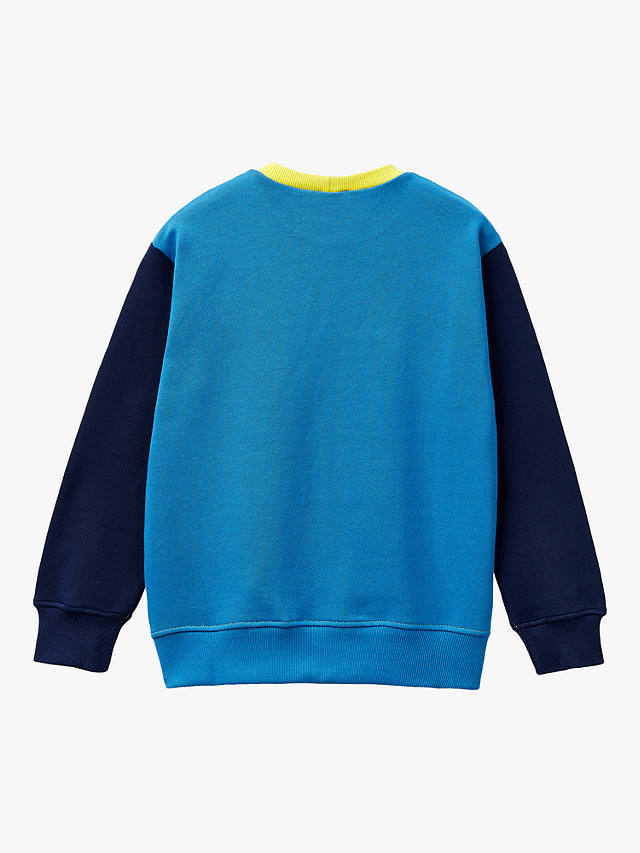 Benetton Kids' Logo Crew Neck Sweatshirt, Yellow/Multi