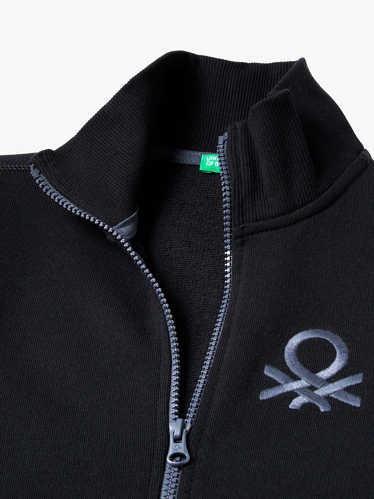 Buy Benetton Kids' Logo Zip Through Rib Collar Sweatshirt Online at johnlewis.com