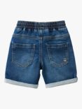 Benetton Kids' Denim Drawstring Bermuda Jogger Shorts, Denim Blue