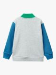 Benetton Kids' Logo Two Tone Zip Through Sweatshirt, Green/Multi