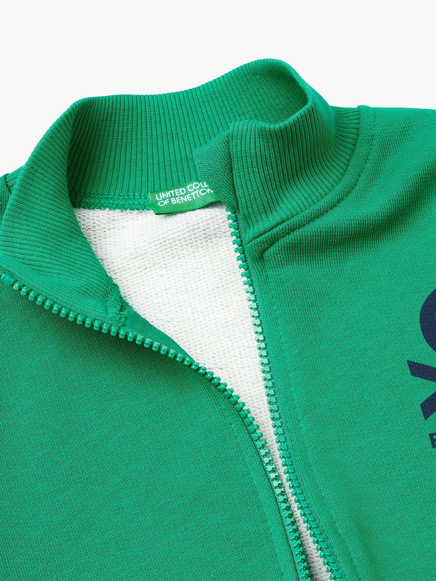 Buy Benetton Kids' Logo Two Tone Zip Through Sweatshirt, Green/Multi Online at johnlewis.com