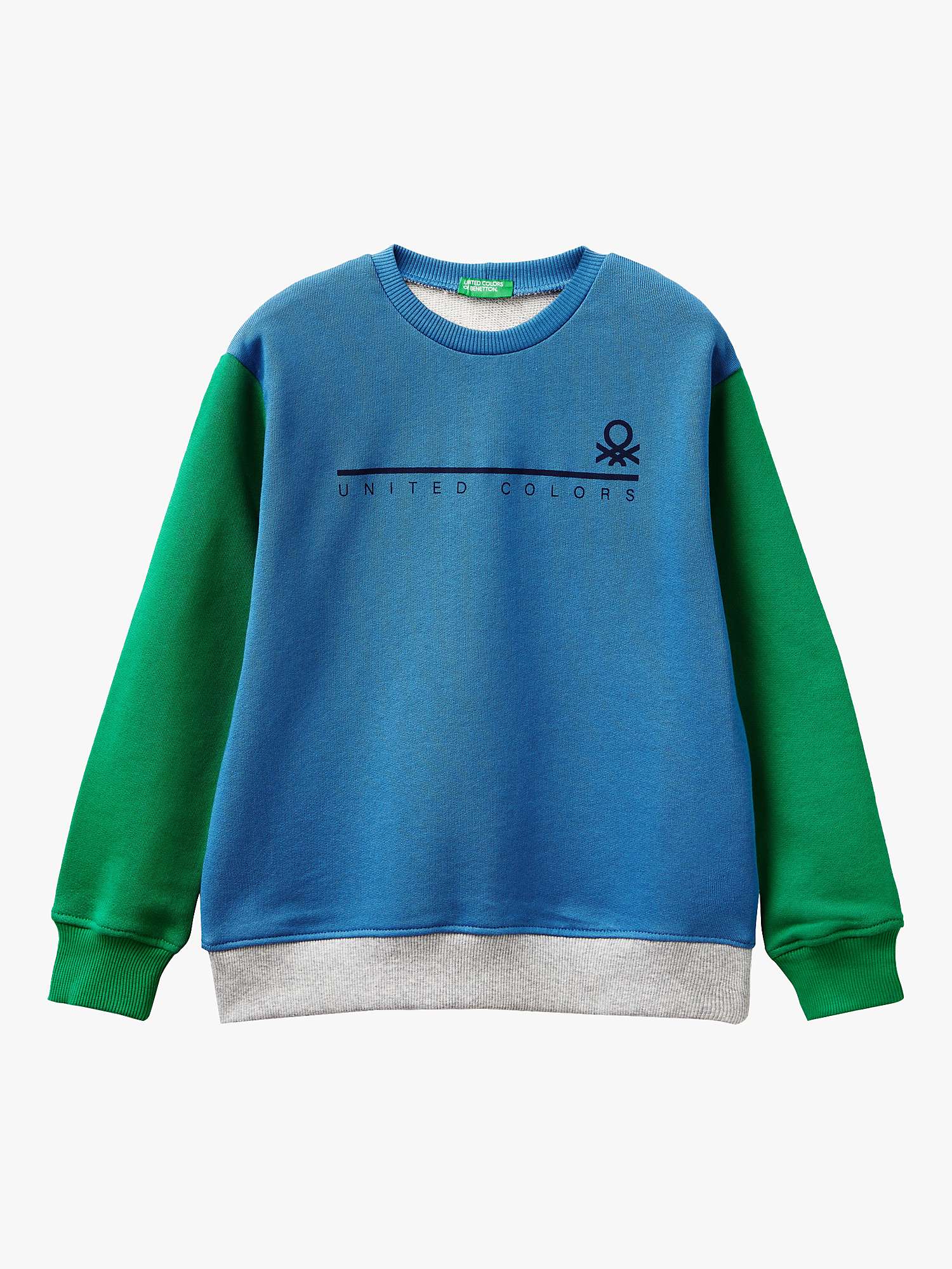Buy Benetton Kids' Logo Colour Block Crew Neck Sweatshirt, Blue/Multi Online at johnlewis.com