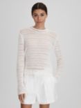 Reiss Sim Long Sleeve Crochet Top, White