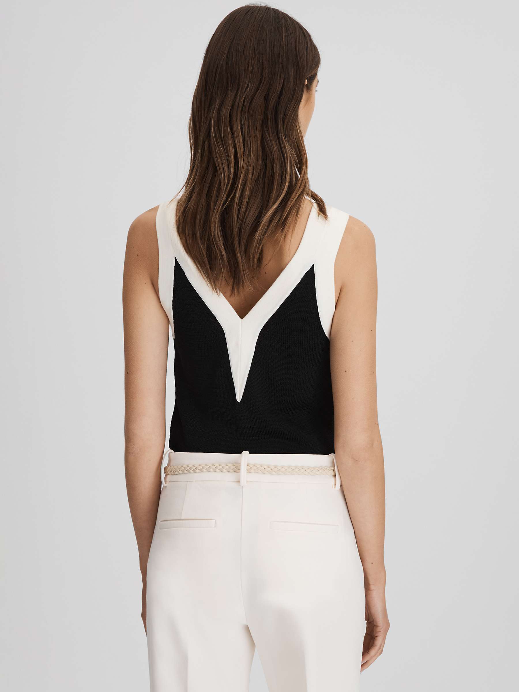 Buy Reiss Tessa Colour Block V-Neck Vest Top, Black/White Online at johnlewis.com
