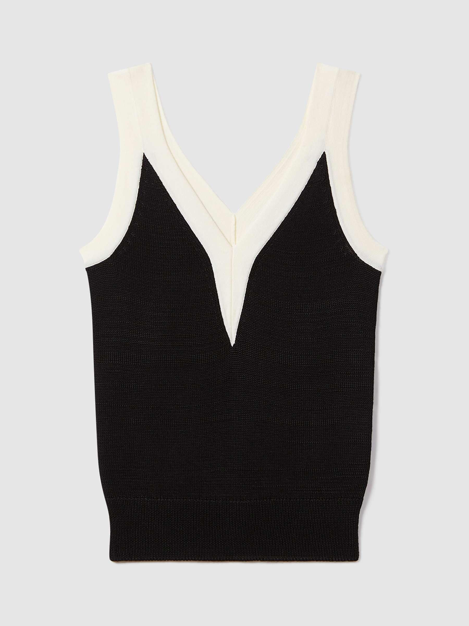Buy Reiss Tessa Colour Block V-Neck Vest Top, Black/White Online at johnlewis.com